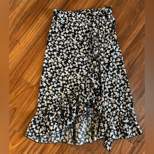 Floral wrap skirt, mid length